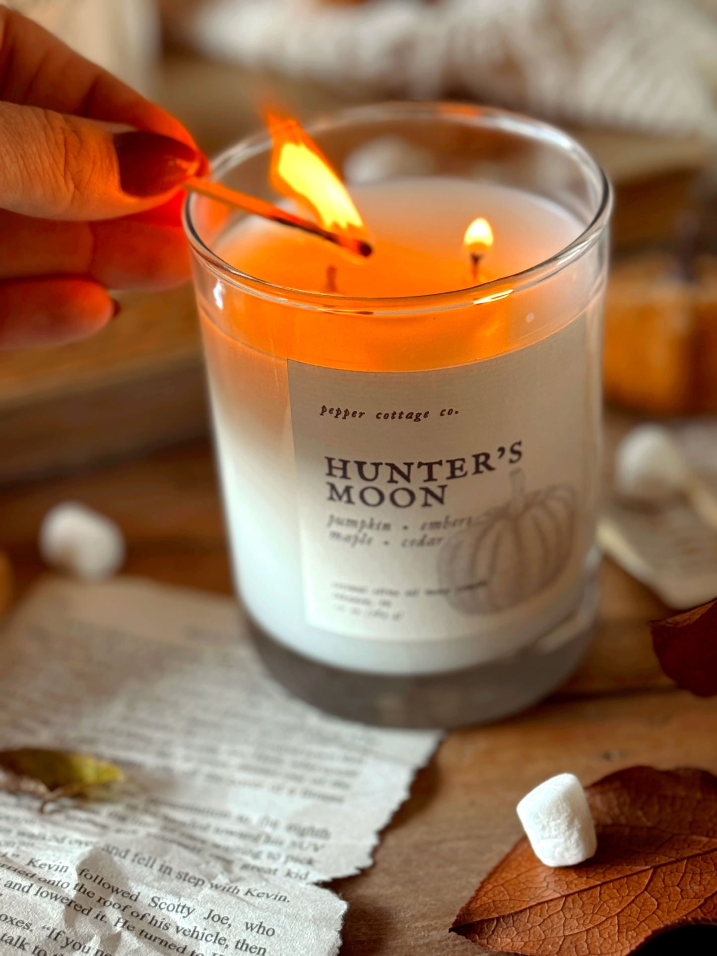 Hunter's Moon - Pumpkin, Embers, Maple, Cedar | 10 oz Coconut Olive Oil Wax Fall Scented Candle