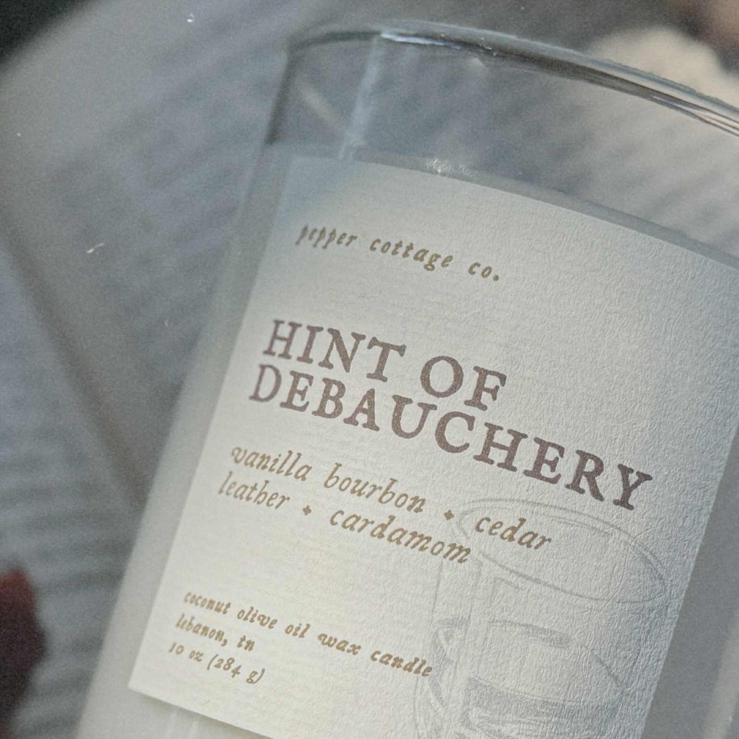 Hint of Debauchery - Vanilla Bourbon, Cedar, Leather, Cardamom | 10 oz Coconut Olive Oil Wax Fall Scented Candle