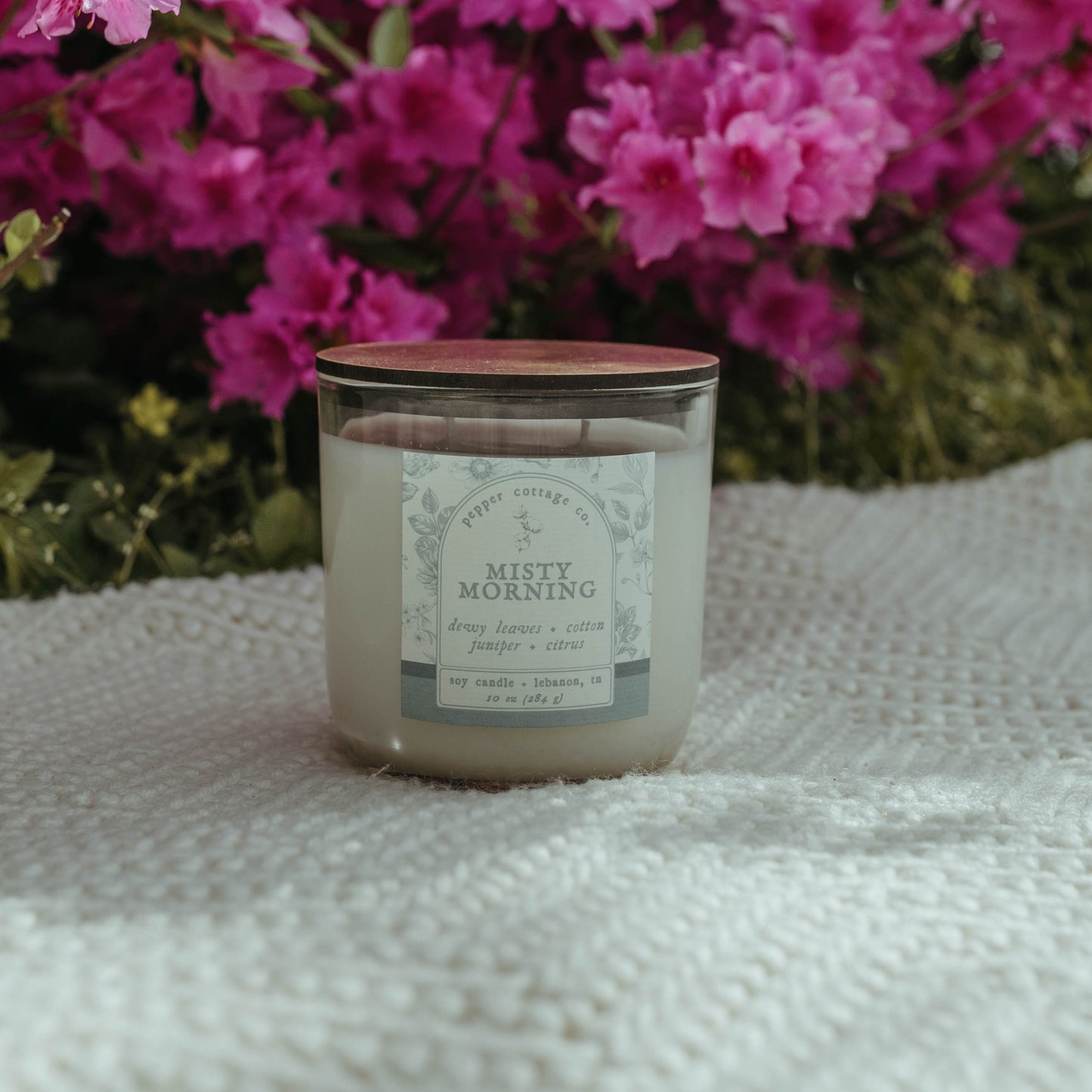 Misty Morning 10 oz Jar - Dewy Leaves, Cotton, Juniper, Citrus