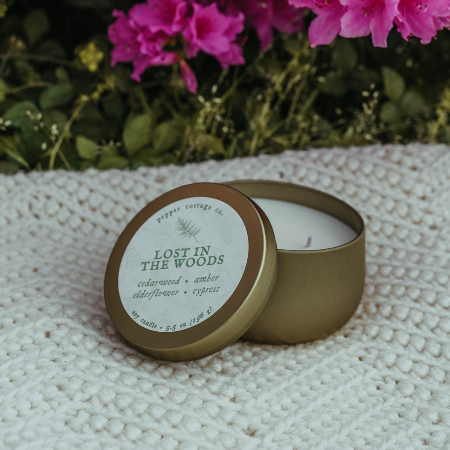 Lost in the Woods 5.5 oz Tin - Cedarwood, Amber, Elderflower, Cypress