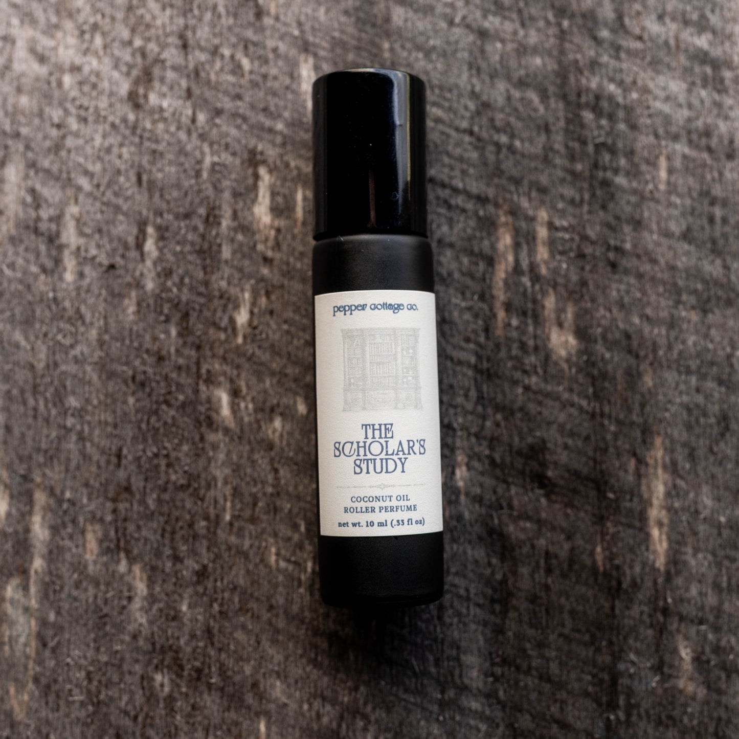 The Scholar's Study Roller Perfume | Palo Santo, Sandalwood, Leather, Patchouli | Dark Academia Coconut Oil Roller Perfume for Men