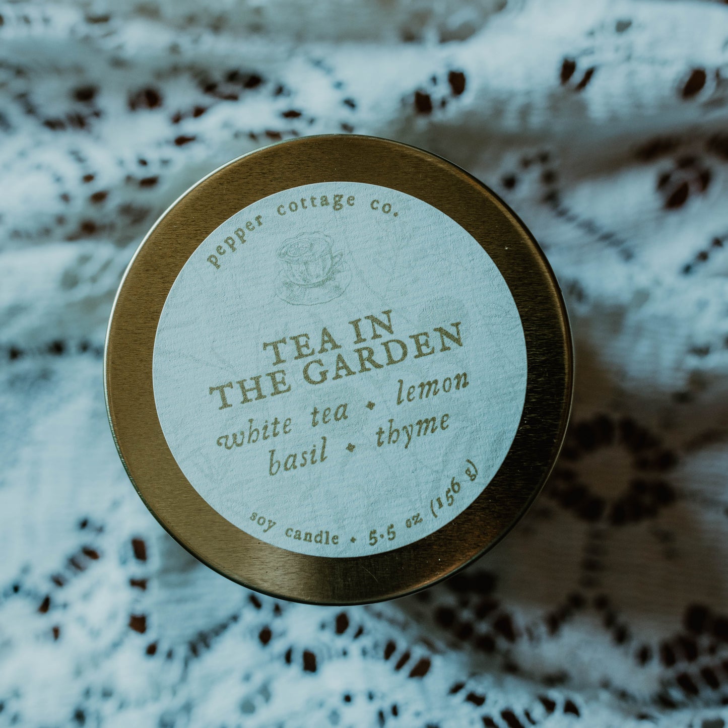 Tea in the Garden 5.5 oz Tin - White Tea, Lemon, Basil, Thyme