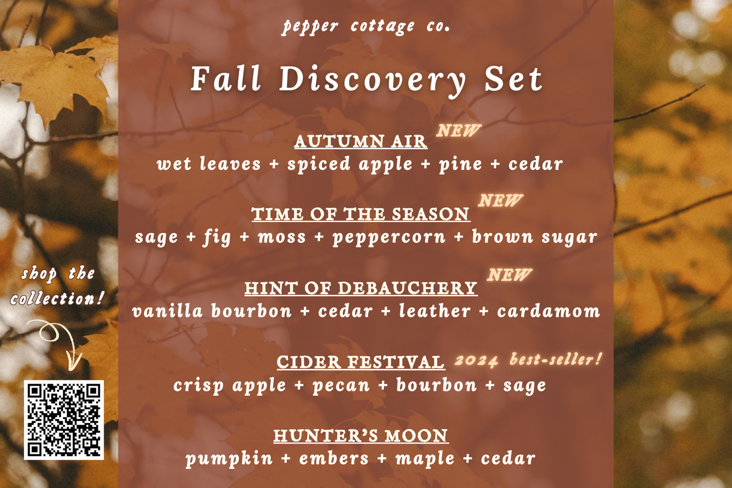 Fall Collection Discovery Candle Box - (5) 2 oz Scented Tins with Coconut Olive Oil Wax