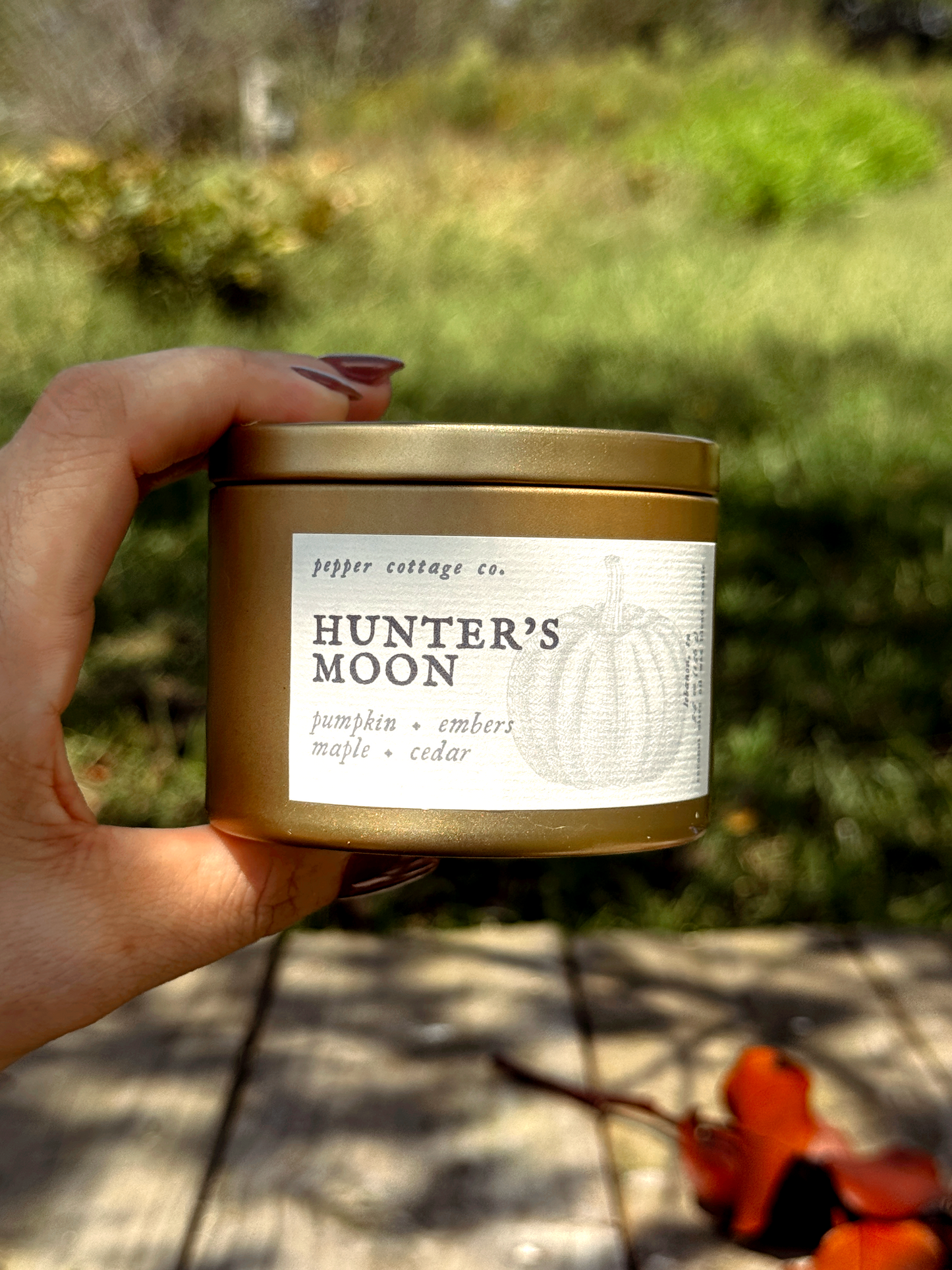 Hunter's Moon - Pumpkin, Embers, Maple, Cedar | 5.5 oz Coconut Olive Oil Wax Fall Scented Candle