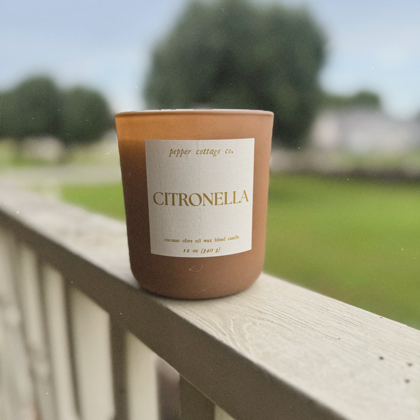 Bug-Deterring 12 oz Citronella Candle With Coconut Olive Oil Wax Blend