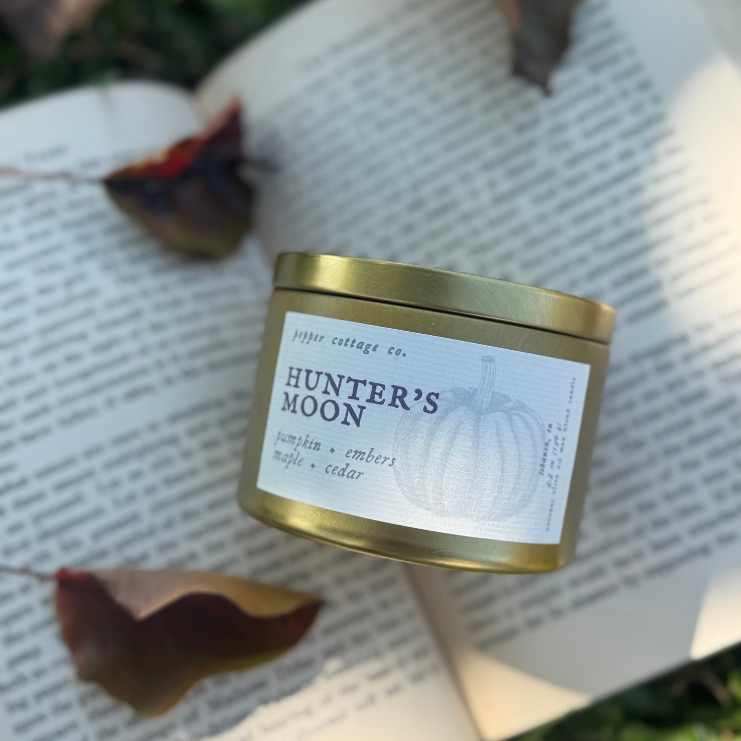 Hunter's Moon - Pumpkin, Embers, Maple, Cedar | 5.5 oz Coconut Olive Oil Wax Fall Scented Candle