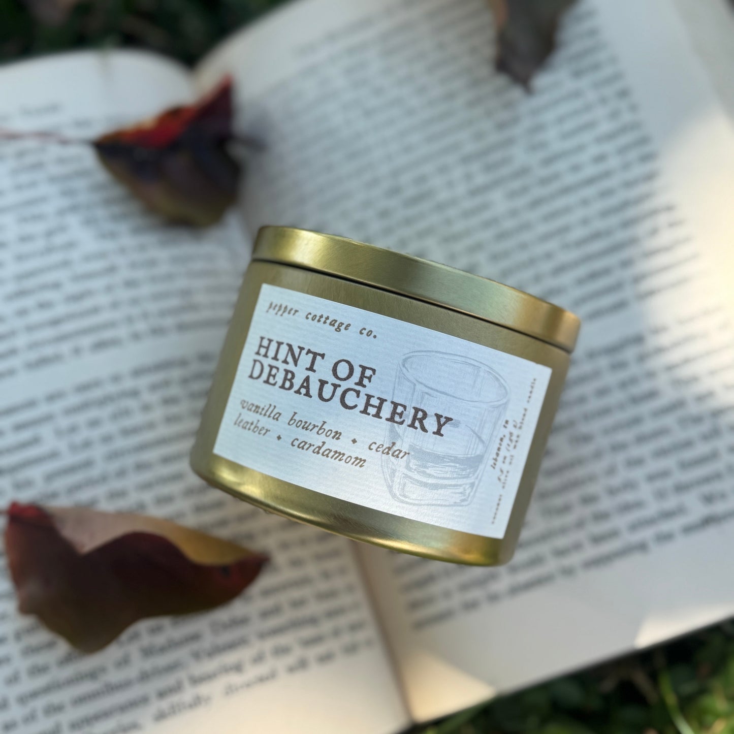 Hint of Debauchery - Vanilla Bourbon, Cedar, Leather, Cardamom | 5.5 oz Coconut Olive Oil Wax Fall Scented Candle