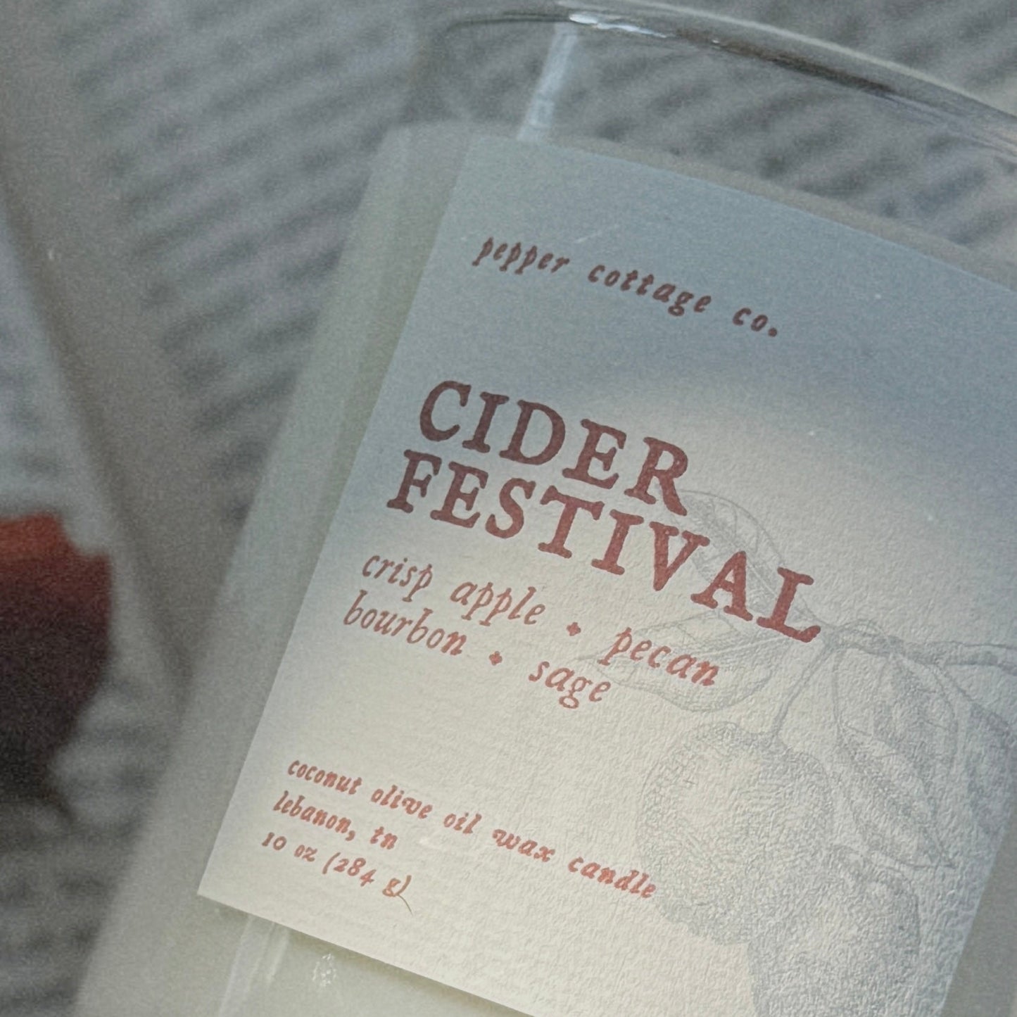 Cider Festival - Crisp Apple, Pecan, Bourbon, Sage | 10 oz Coconut Olive Oil Wax Fall Scented Candle