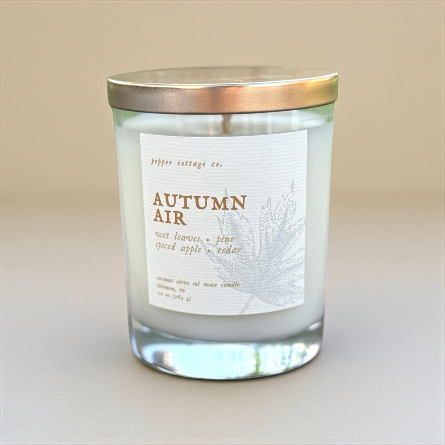 Autumn Air - Wet Leaves, Spiced Apple, Pine, Cedar | 10 oz Coconut Olive Oil Blend Fall Candle