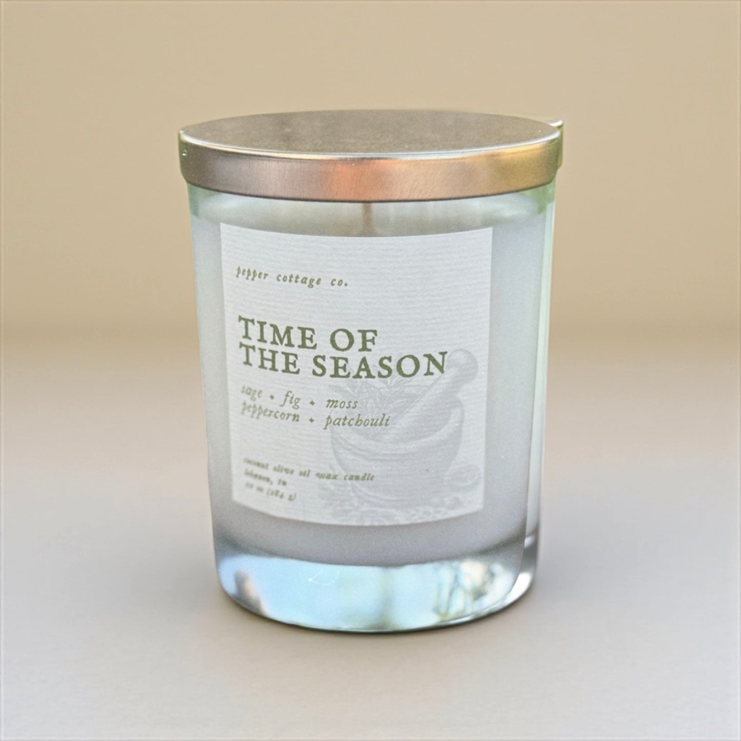 Time of the Season - Fig, Sage, Peppercorn, Moss, Brown Sugar, Patchouli | 10 oz Coconut Olive Oil Blend Fall Candle