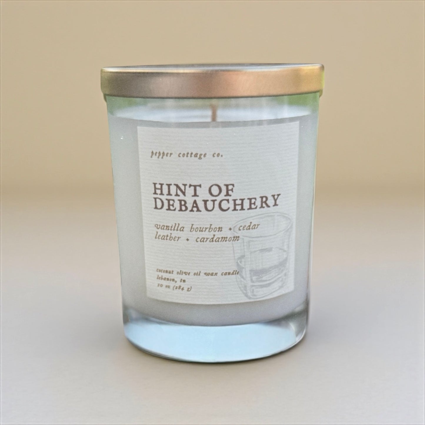 Hint of Debauchery - Vanilla Bourbon, Cedar, Leather, Cardamom | 10 oz Coconut Olive Oil Wax Fall Scented Candle