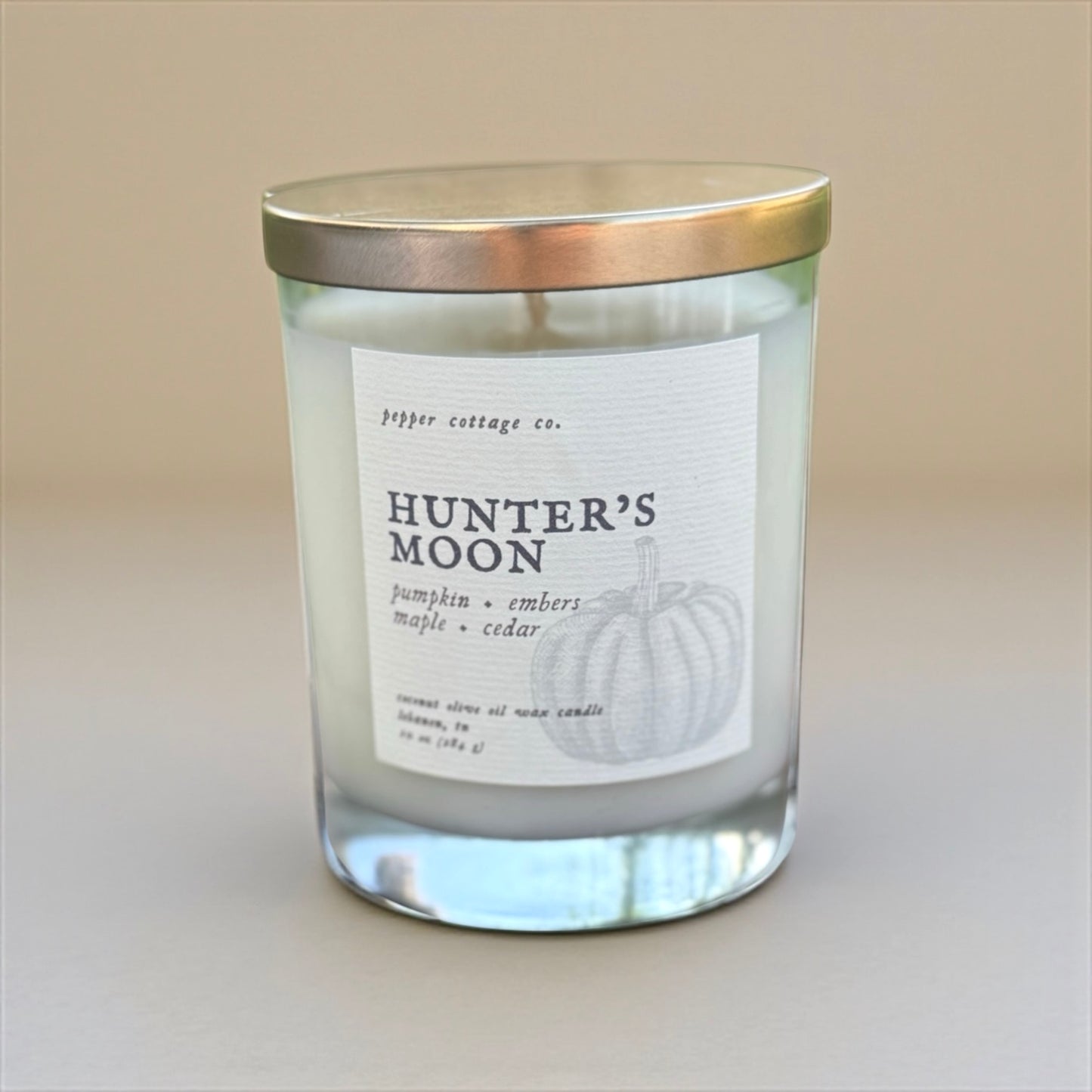 Hunter's Moon - Pumpkin, Embers, Maple, Cedar | 10 oz Coconut Olive Oil Wax Fall Scented Candle