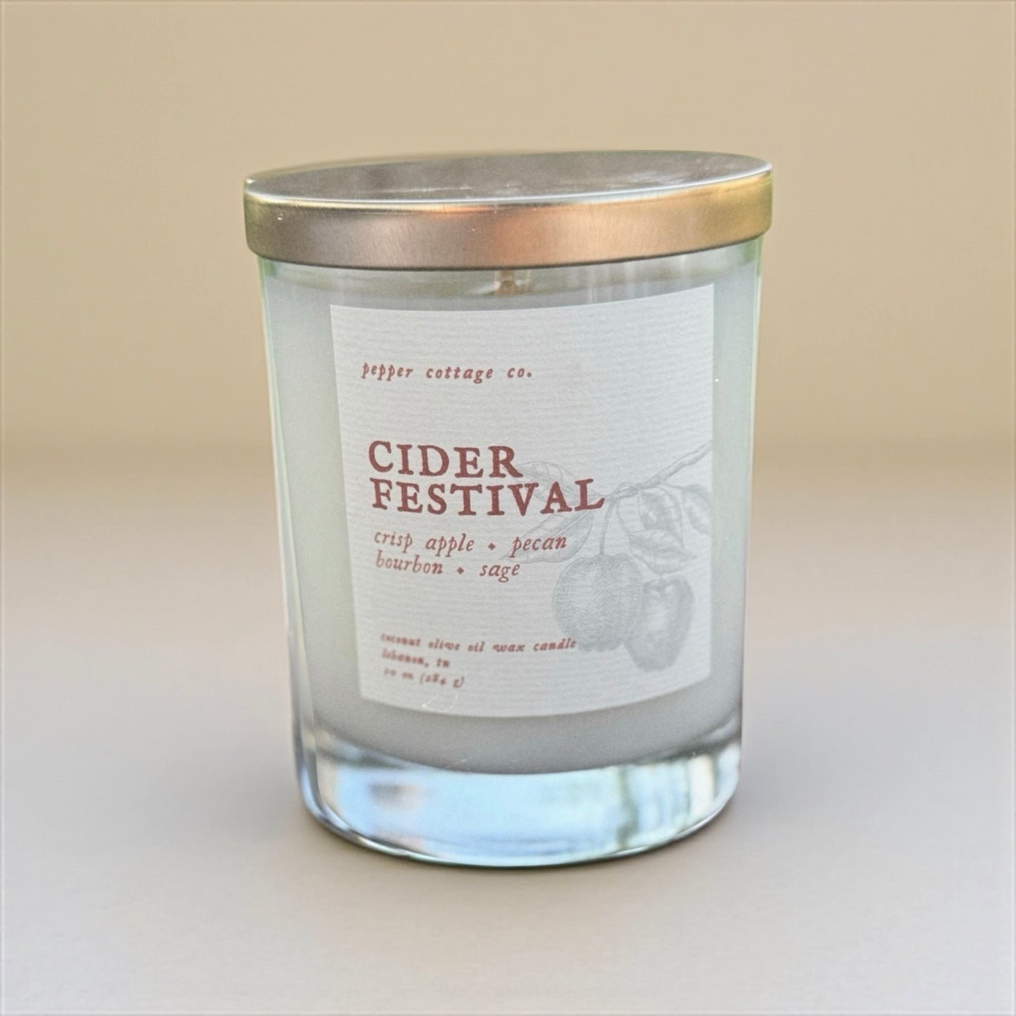 Cider Festival - Crisp Apple, Pecan, Bourbon, Sage | 10 oz Coconut Olive Oil Wax Fall Scented Candle