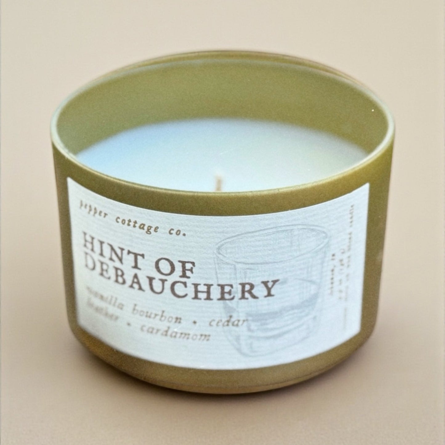 Hint of Debauchery - Vanilla Bourbon, Cedar, Leather, Cardamom | 5.5 oz Coconut Olive Oil Wax Fall Scented Candle