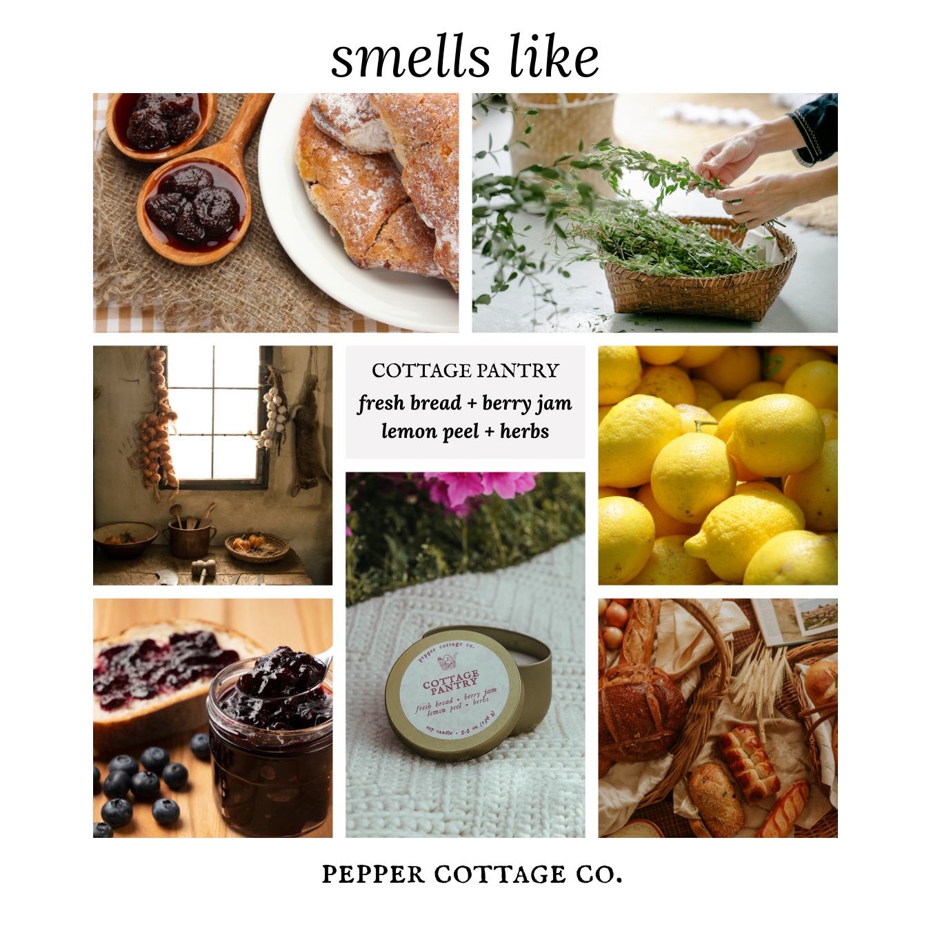 Cottage Pantry 5.5 oz Tin - Fresh Bread, Berry Jam, Lemon Peel, Herbs
