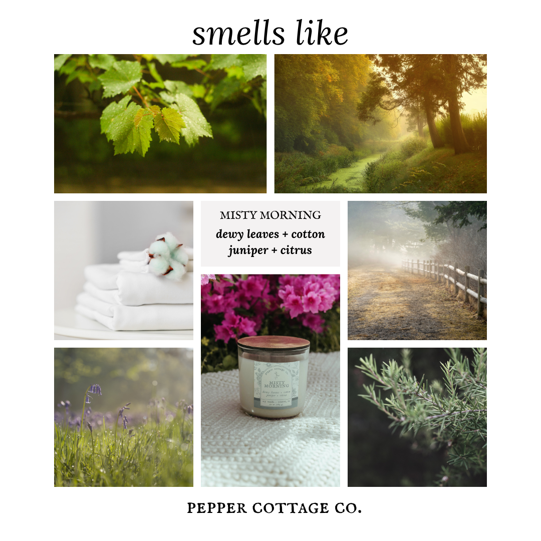 Misty Morning 10 oz Jar - Dewy Leaves, Cotton, Juniper, Citrus