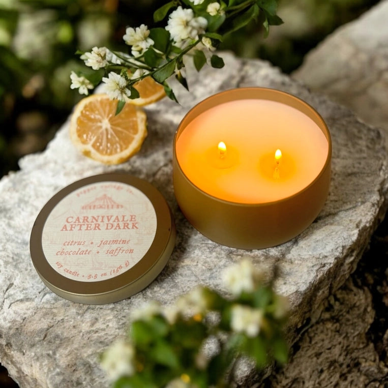 Carnivale After Dark 5.5 oz Tin - Citrus, Jasmine, Chocolate, Saffron