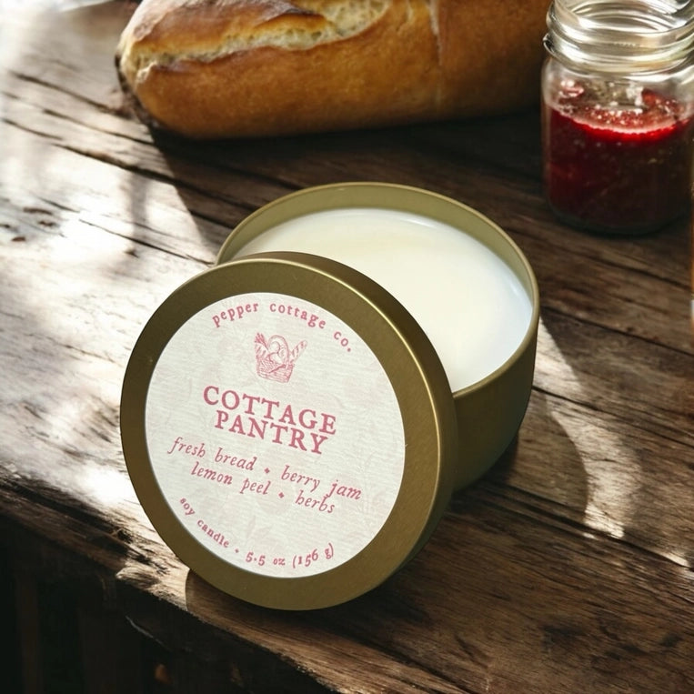 Cottage Pantry 5.5 oz Tin - Fresh Bread, Berry Jam, Lemon Peel, Herbs