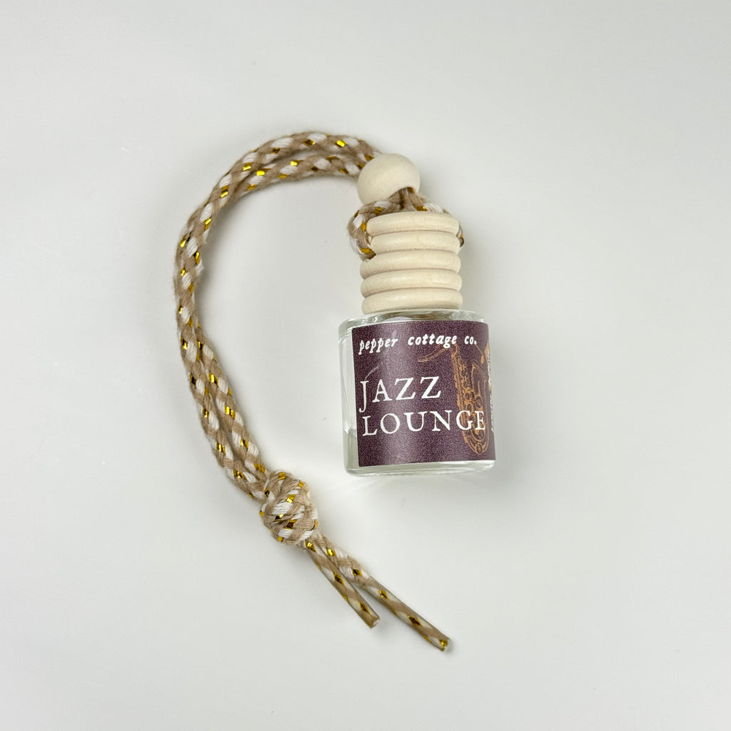 7.5 ml Jazz Lounge Hanging Diffuser | Juniper, Sage, Pine, Leather, Citrus | Masculine Woodsy Scent Car Diffuser