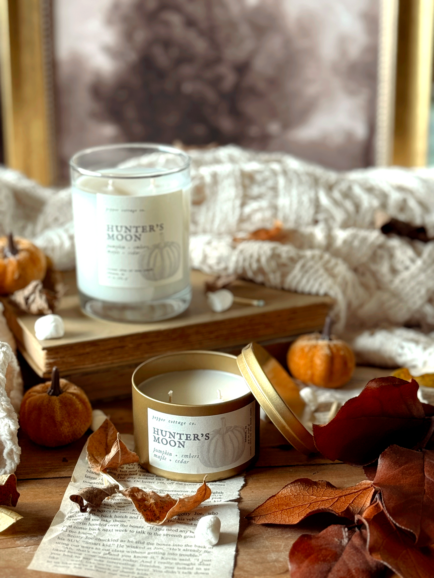 Hunter's Moon - Pumpkin, Embers, Maple, Cedar | 10 oz Coconut Olive Oil Wax Fall Scented Candle