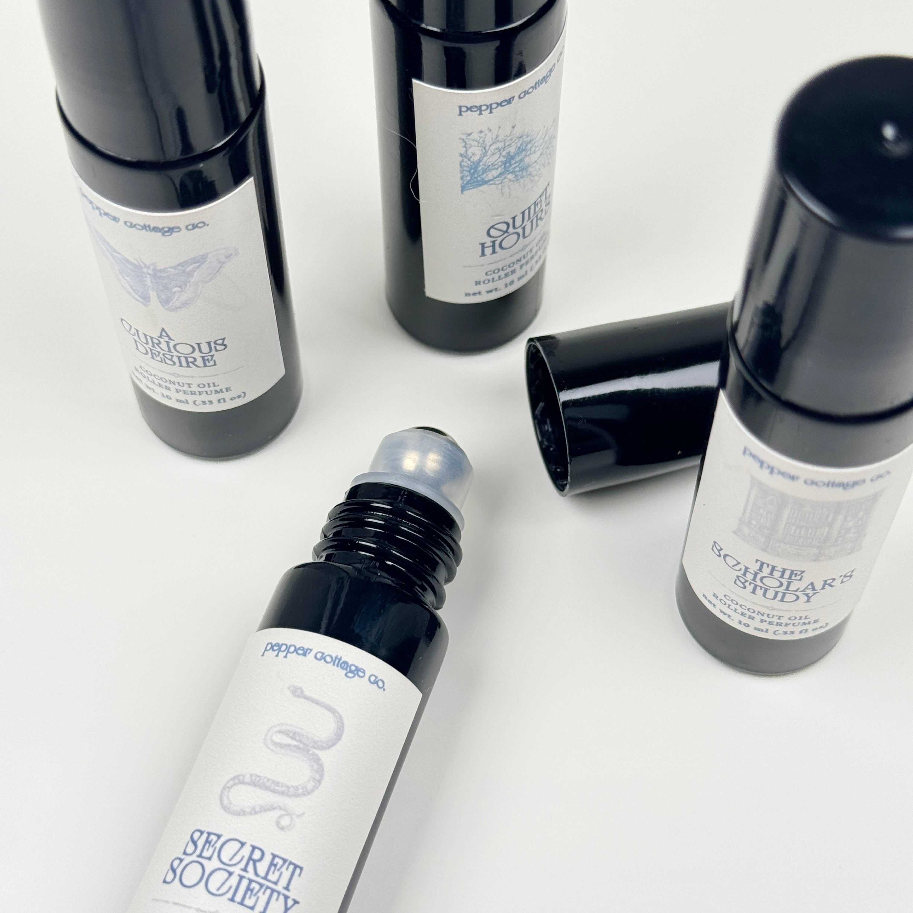 The Scholar's Study Roller Perfume | Palo Santo, Sandalwood, Leather, Patchouli | Dark Academia Coconut Oil Roller Perfume for Men
