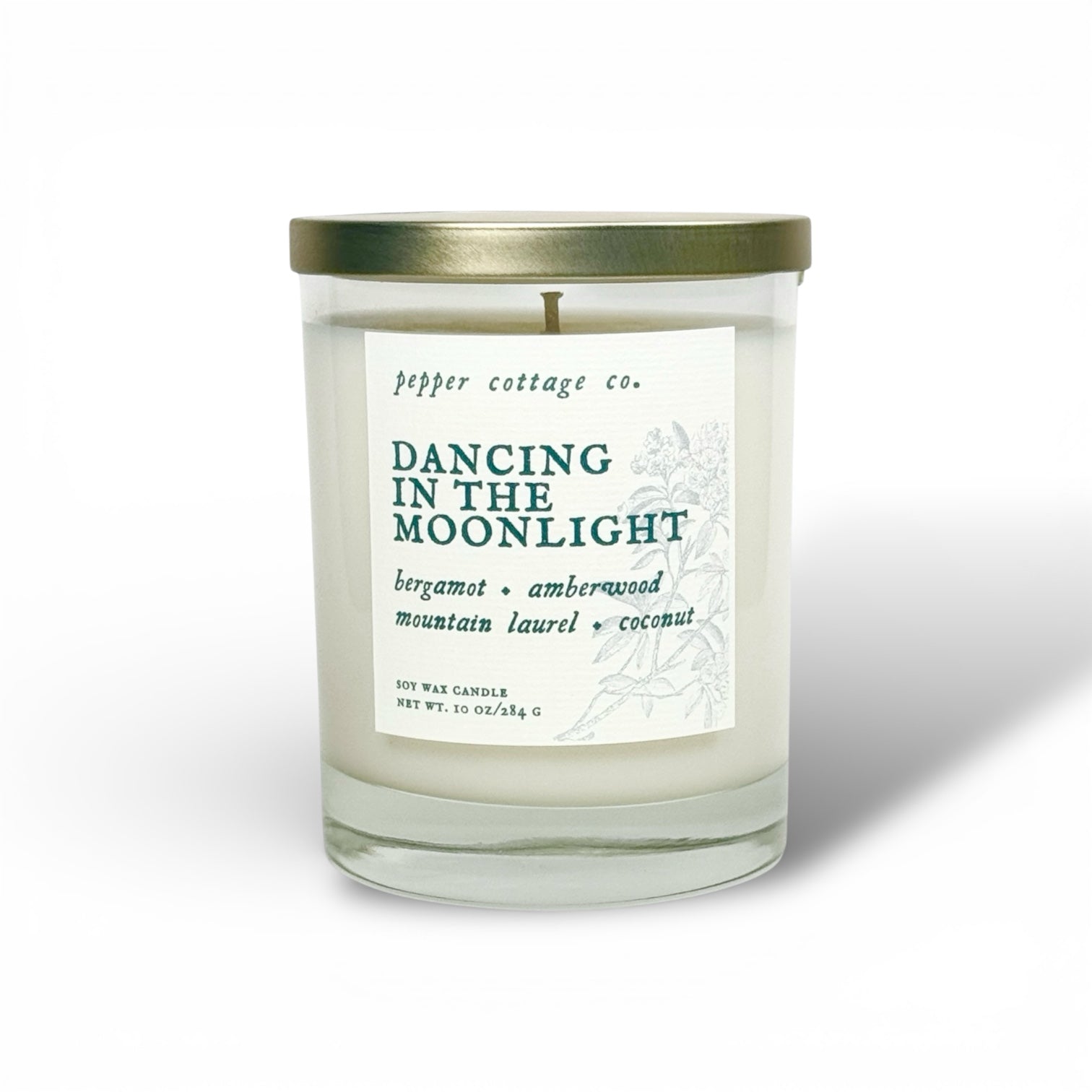 Dancing in the Moonlight 10 oz Soy Candle | Bergamot, Amberwood, Mountain Laurel, Coconut | Clean Woodsy Floral Scented Candle