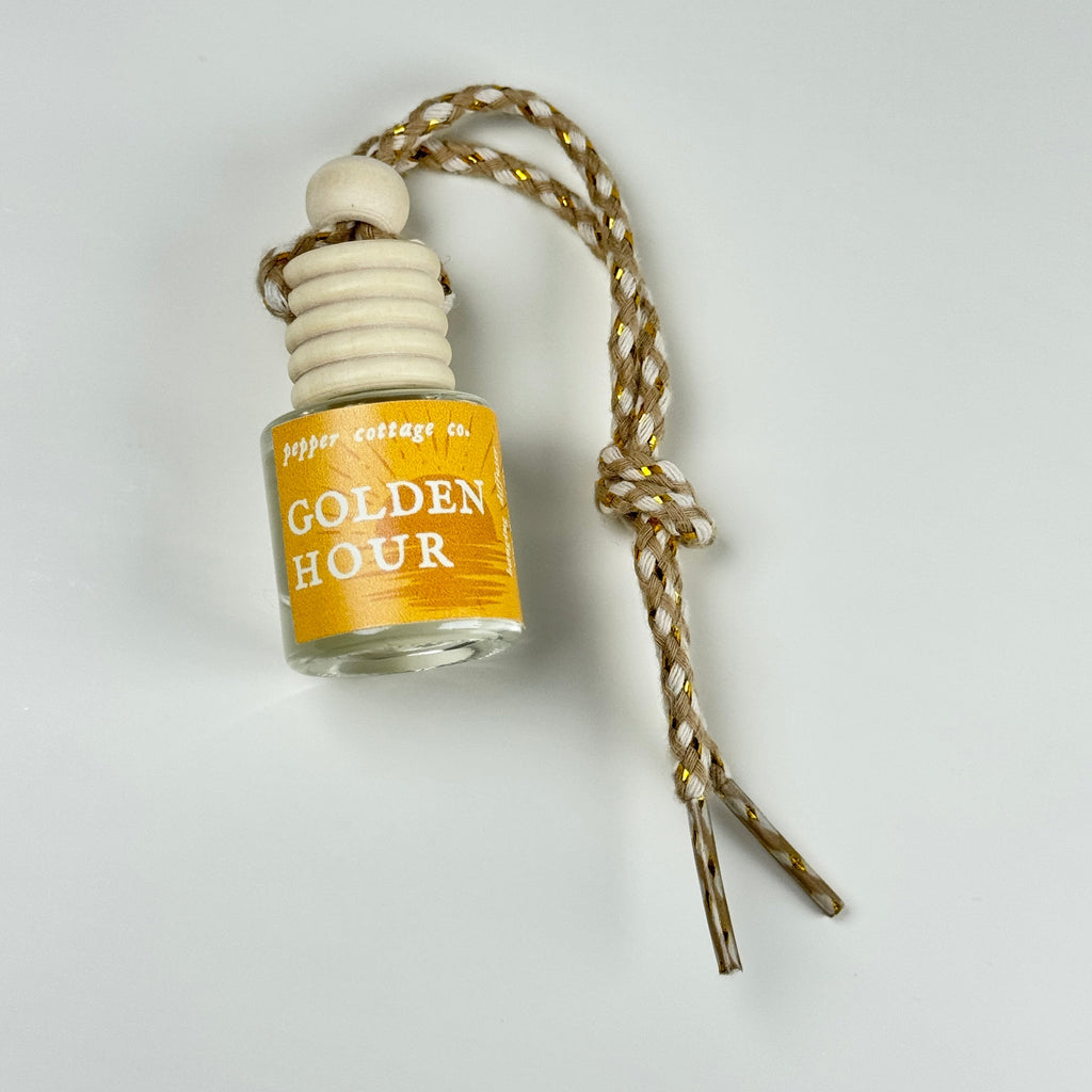 7.5 ml Golden Hour Hanging Diffuser | Orange, Cotton, Musk, Grapefruit, Coconut | Clean Citrus Scent Car Diffuser