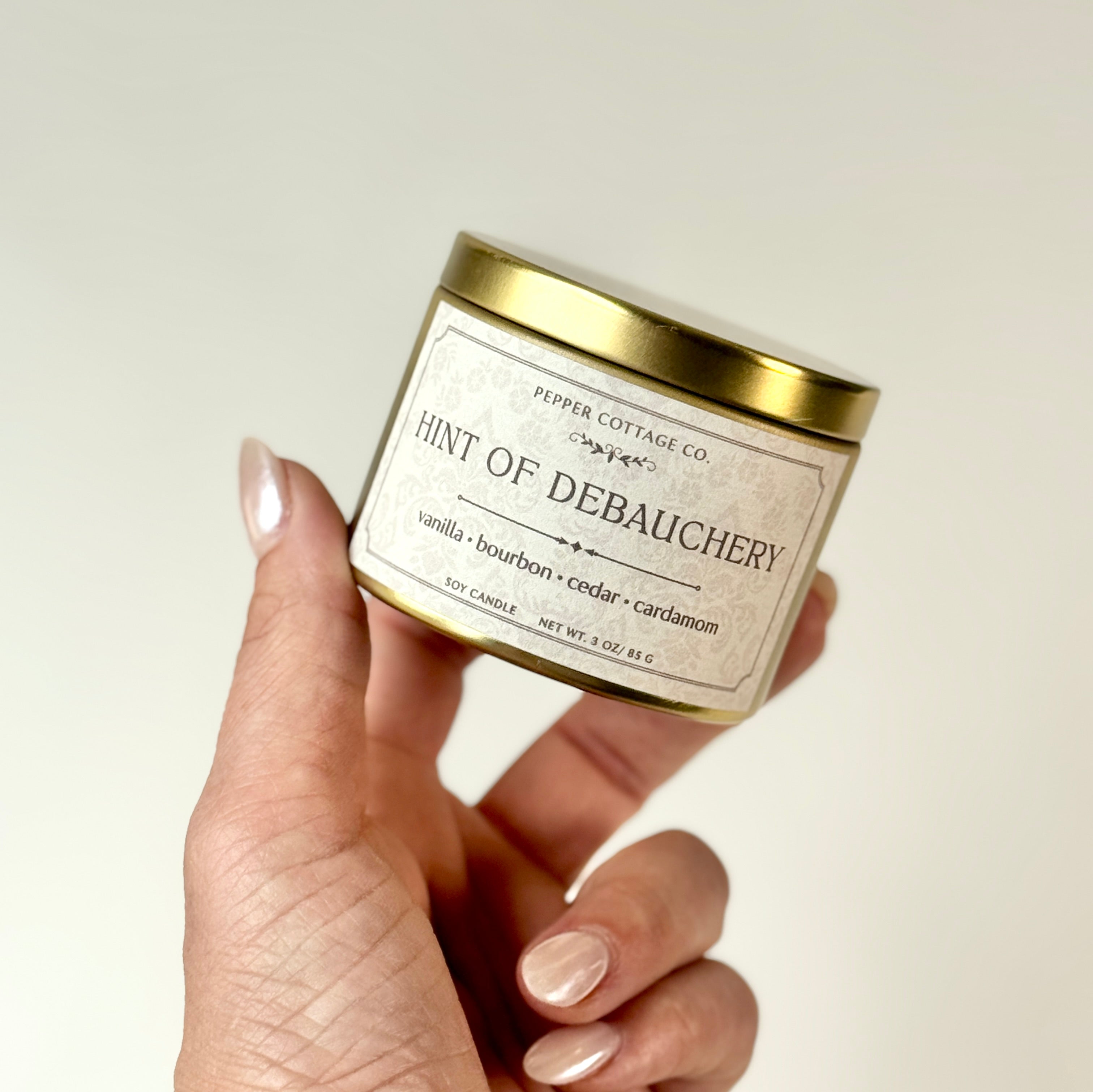 Hint of Debauchery - Vanilla, Bourbon, Cedar, Leather, Cardamom 3 oz Soy Fall Candle