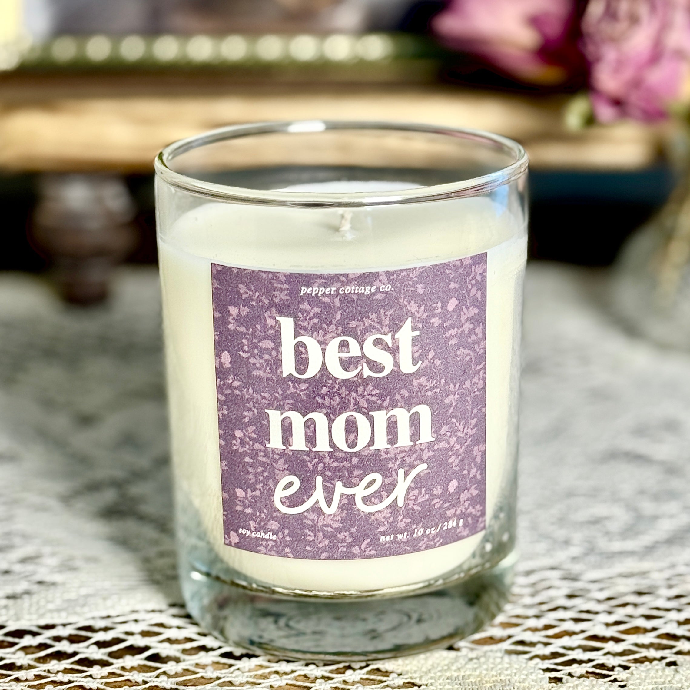 Best Mom Ever 10 oz Candle | Mother’s Day Novelty Soy Candle Gift | Choose Your Scent Feminine Floral Candle for Moms