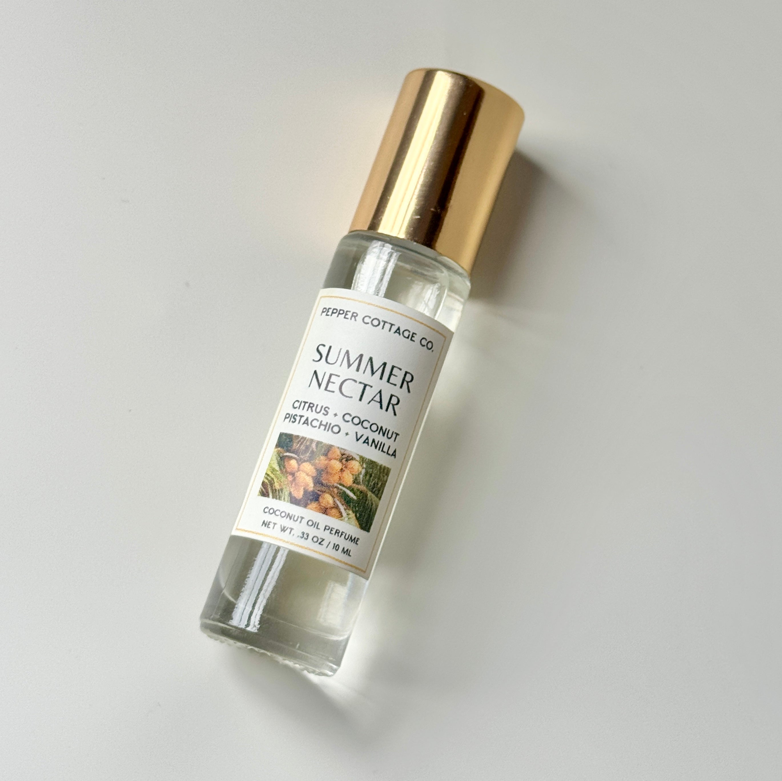 Summer Nectar 10 ml Roller Perfume | Citrus + Coconut + Pistachio + Vanilla | Summer Coconut Oil Non-toxic Roller Perfume