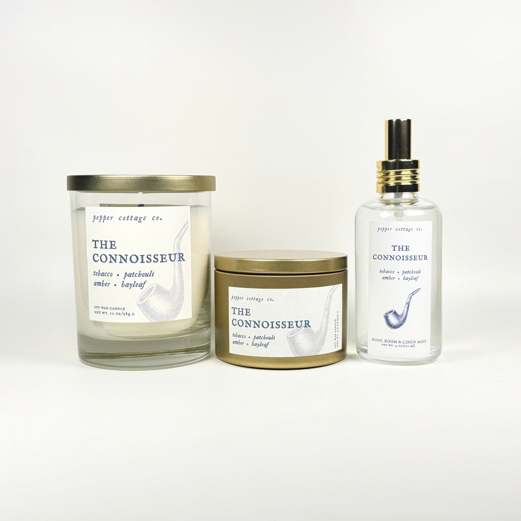 The Connoisseur 5.5 oz Tin- Tobacco, Patchouli, Amber, & Bayleaf