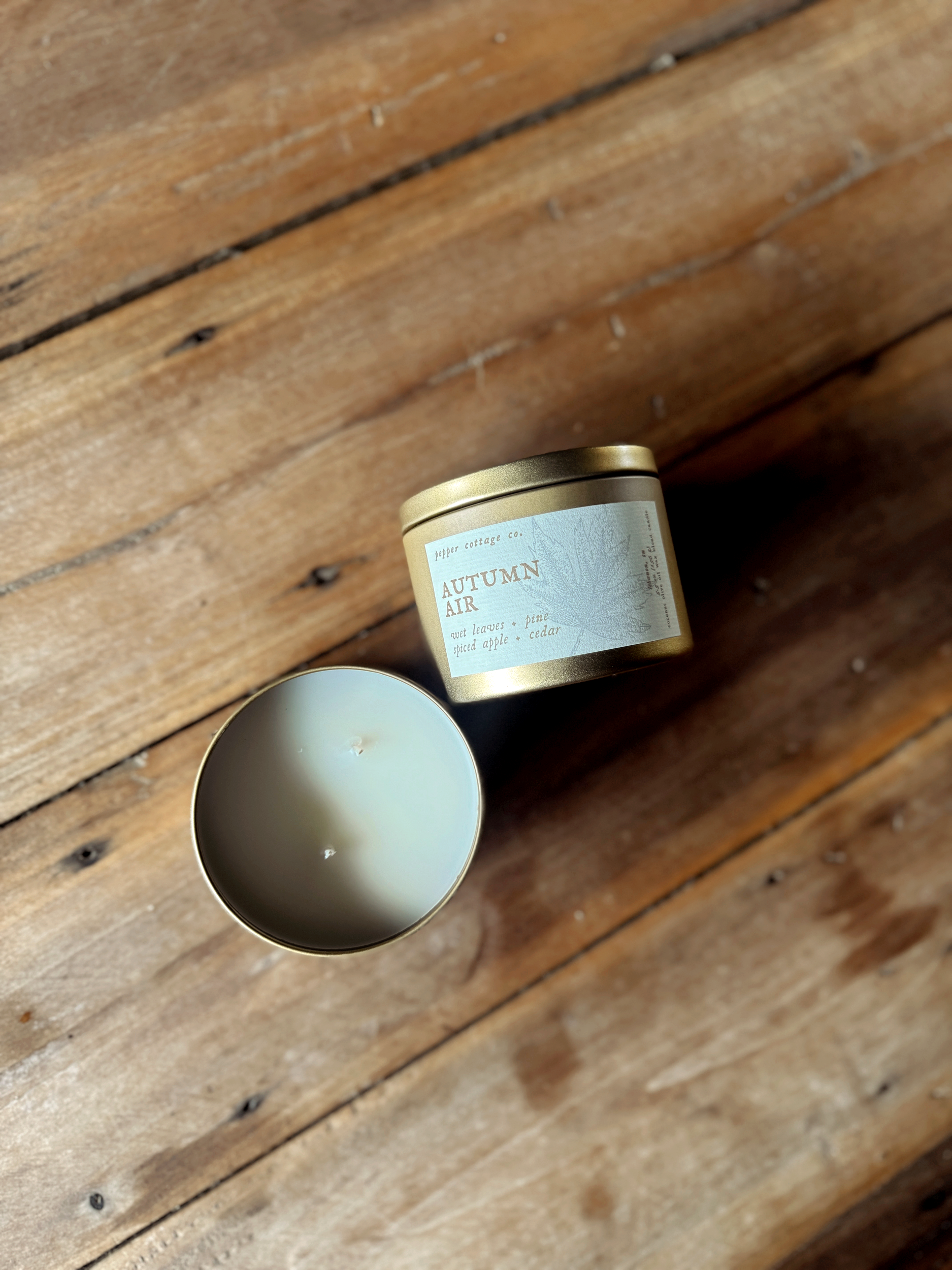 Autumn Air - Wet Leaves, Spiced Apple, Pine, Cedar | 5.5 oz Coconut Olive Oil Blend Fall Candle