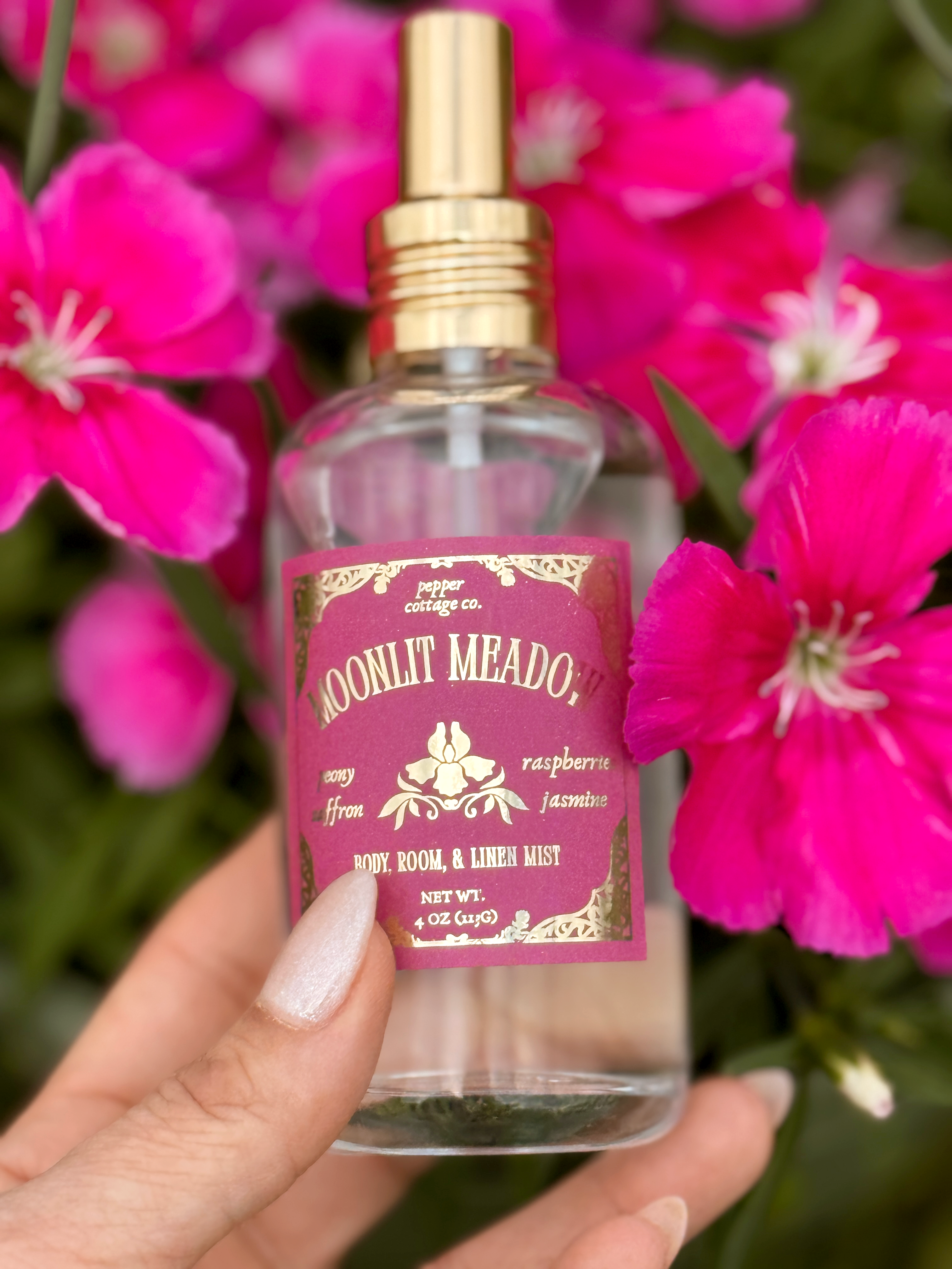 Moonlit Meadow 4 oz Body & Home Mist | Peony, Saffron, Raspberries, Jasmine | Daydream Collection Spring Body Mist