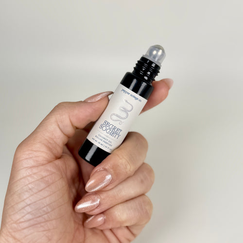 Secret Society Roller Perfume | Plum, Black Tea, Velvet, Leather, Rose | Dark Academia Coconut Oil Roller Perfume