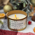 Good Cheer 5.5 oz Soy Candle | Currants, Bergamot, Absinthe, Vanilla | Non-toxic Sparkling Cocktail Holiday Candle Tin