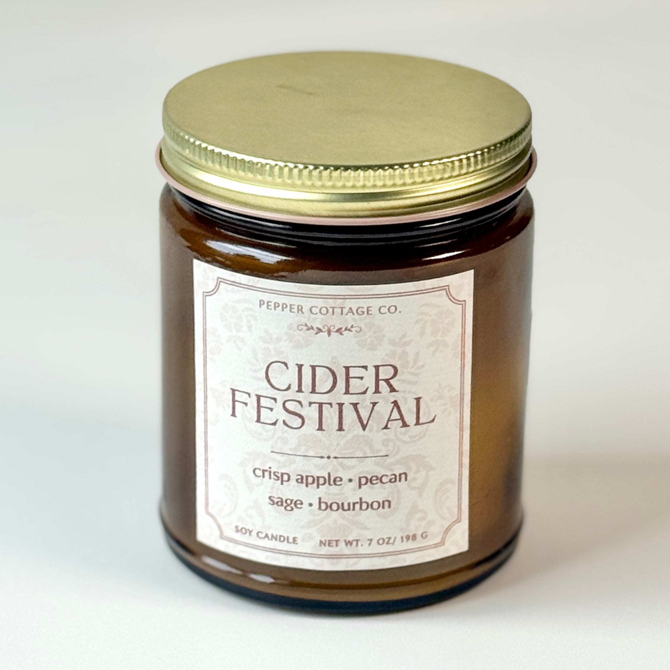 Cider Festival - Apple, Pecan, Bourbon, Sage 7 oz Soy Fall Candle