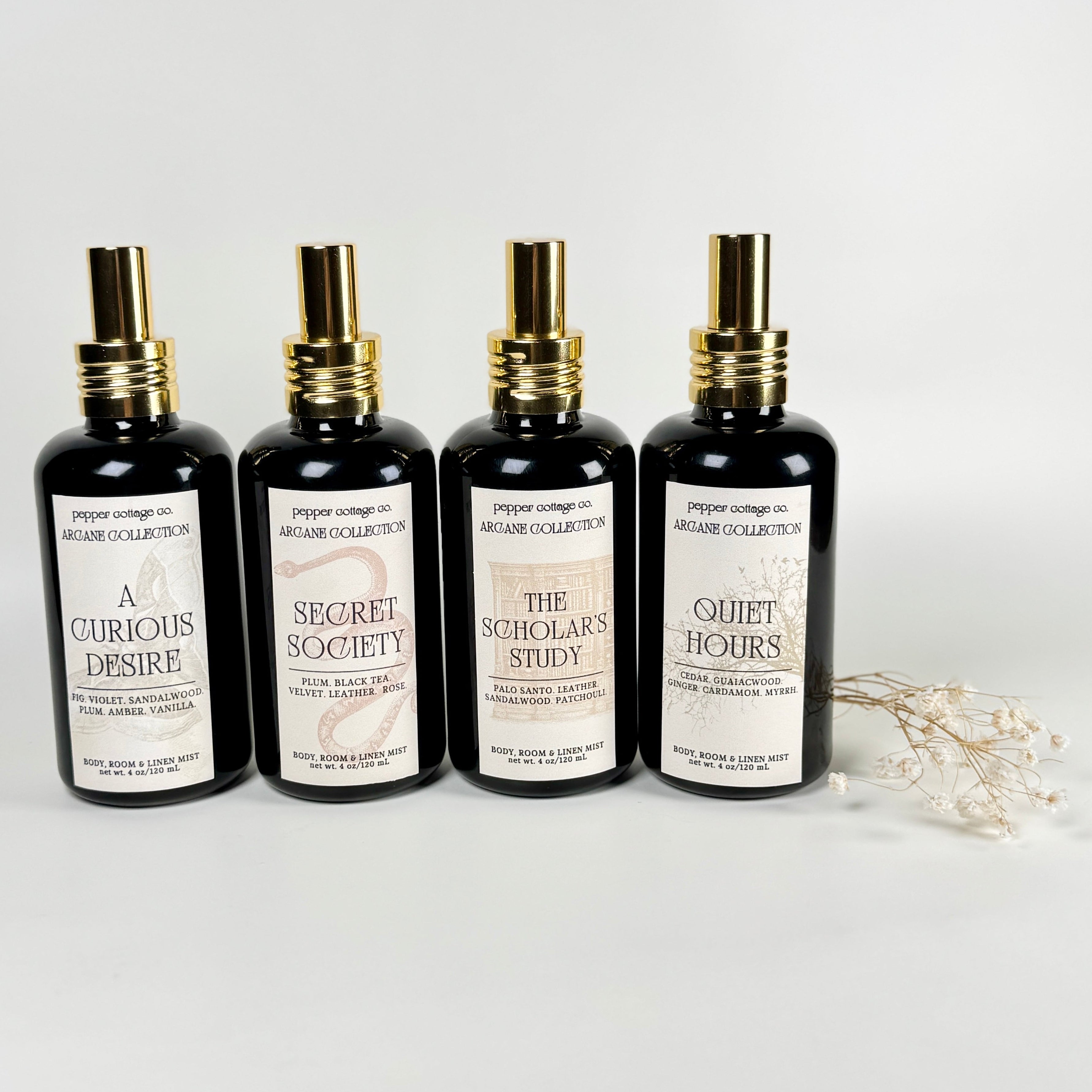 Secret Society 4 oz Body, Room, and Linen Mist | Plum, Black Tea, Velvet, Leather, Rose | Dark Academia-Inspired Body & Room Mist