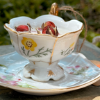 Botanical Vintage Tea Cup Candles (WICKLESS) | Jasmine & Honey or Yuzu Blossom Scented | Mother’s Day Tea Cup Candles