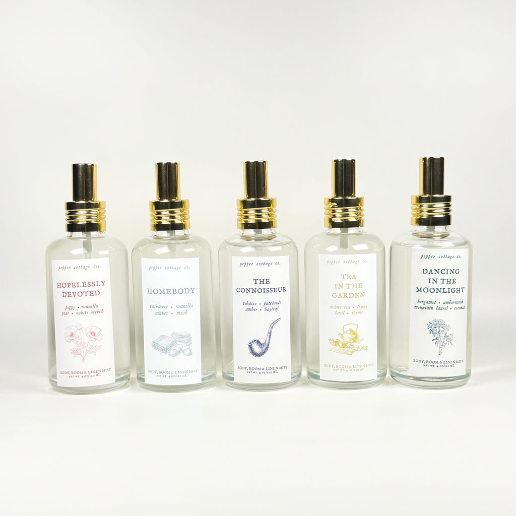 Dancing in the Moonlight 4 oz Body, Room, and Linen Mist | Bergamot, Amberwood, Mountain Laurel, Coconut| Clean, Woodsy, Floral Body & Room Mist