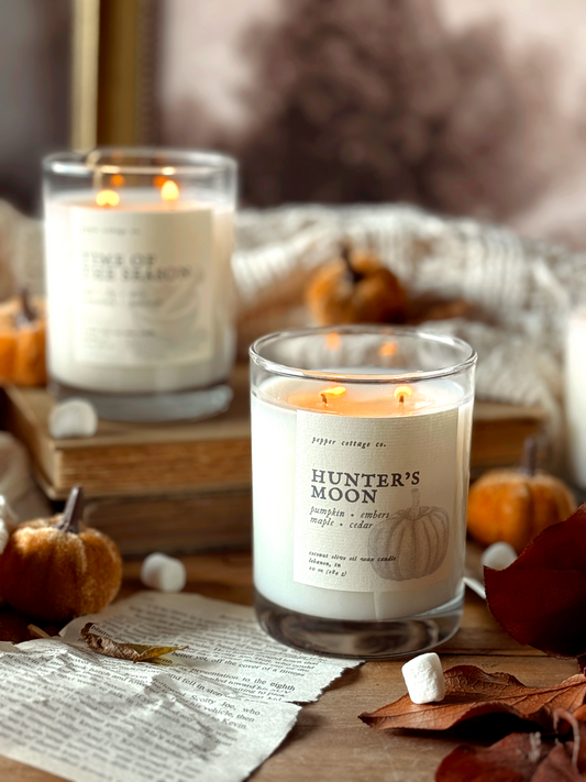 Hunter's Moon - Pumpkin, Embers, Maple, Cedar | 10 oz Coconut Olive Oil Wax Fall Scented Candle