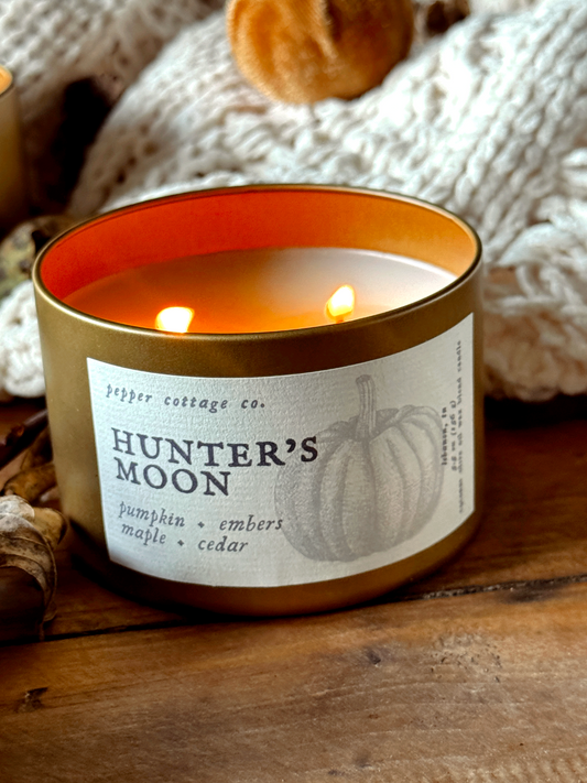 Hunter's Moon - Pumpkin, Embers, Maple, Cedar | 5.5 oz Coconut Olive Oil Wax Fall Scented Candle