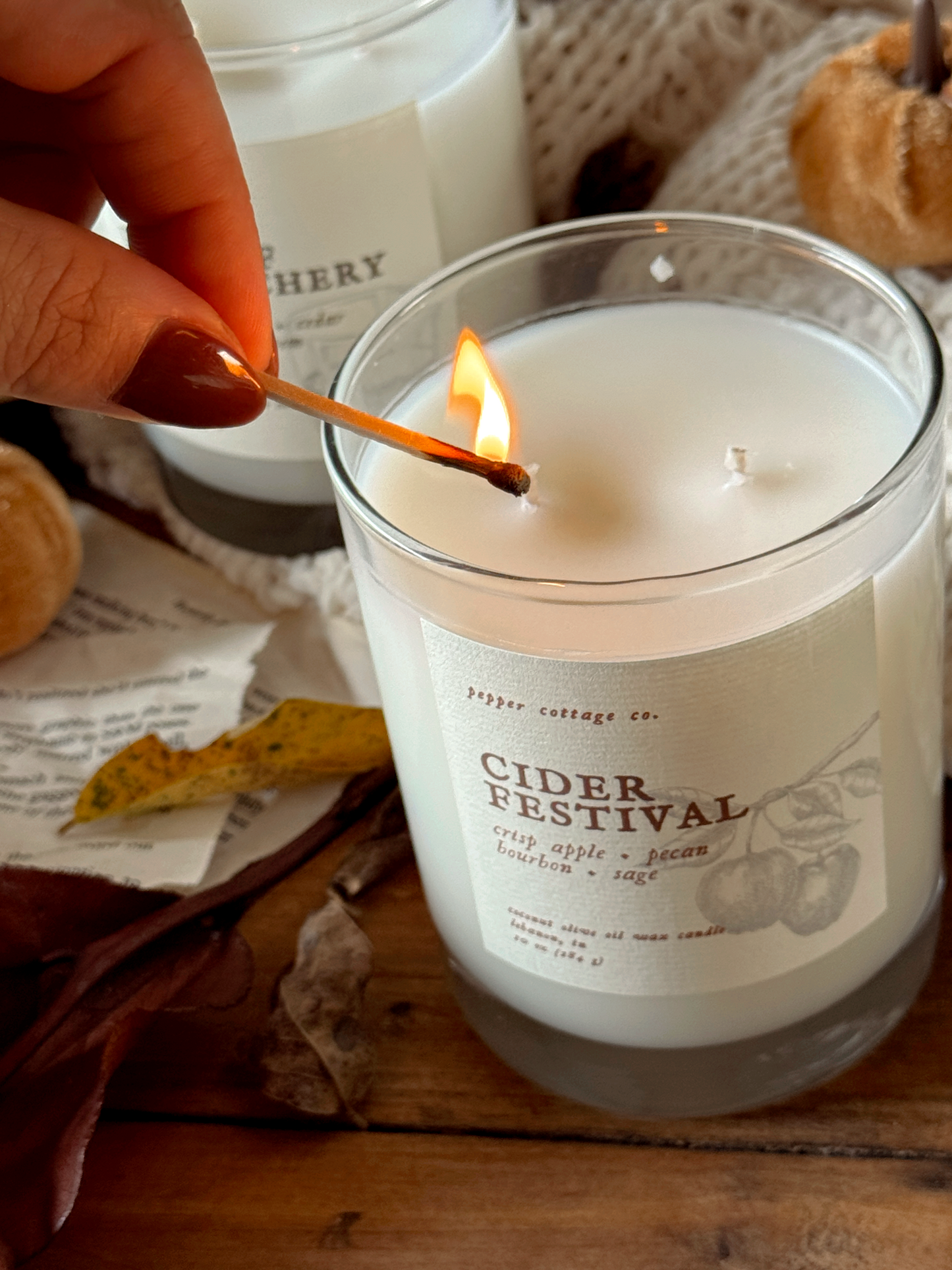 Cider Festival - Crisp Apple, Pecan, Bourbon, Sage | 10 oz Coconut Olive Oil Wax Fall Scented Candle