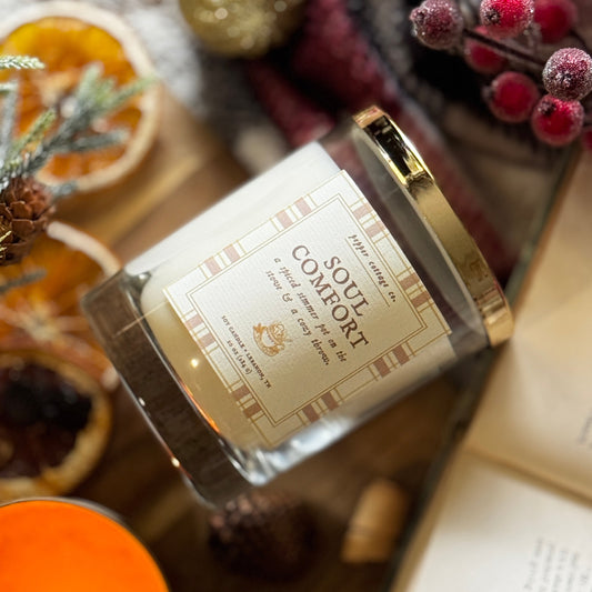 Soul Comfort 10 oz Soy Candle | Ginger, Citrus, Baking Spices | Non-toxic Spiced Scent Holiday Candle Jar