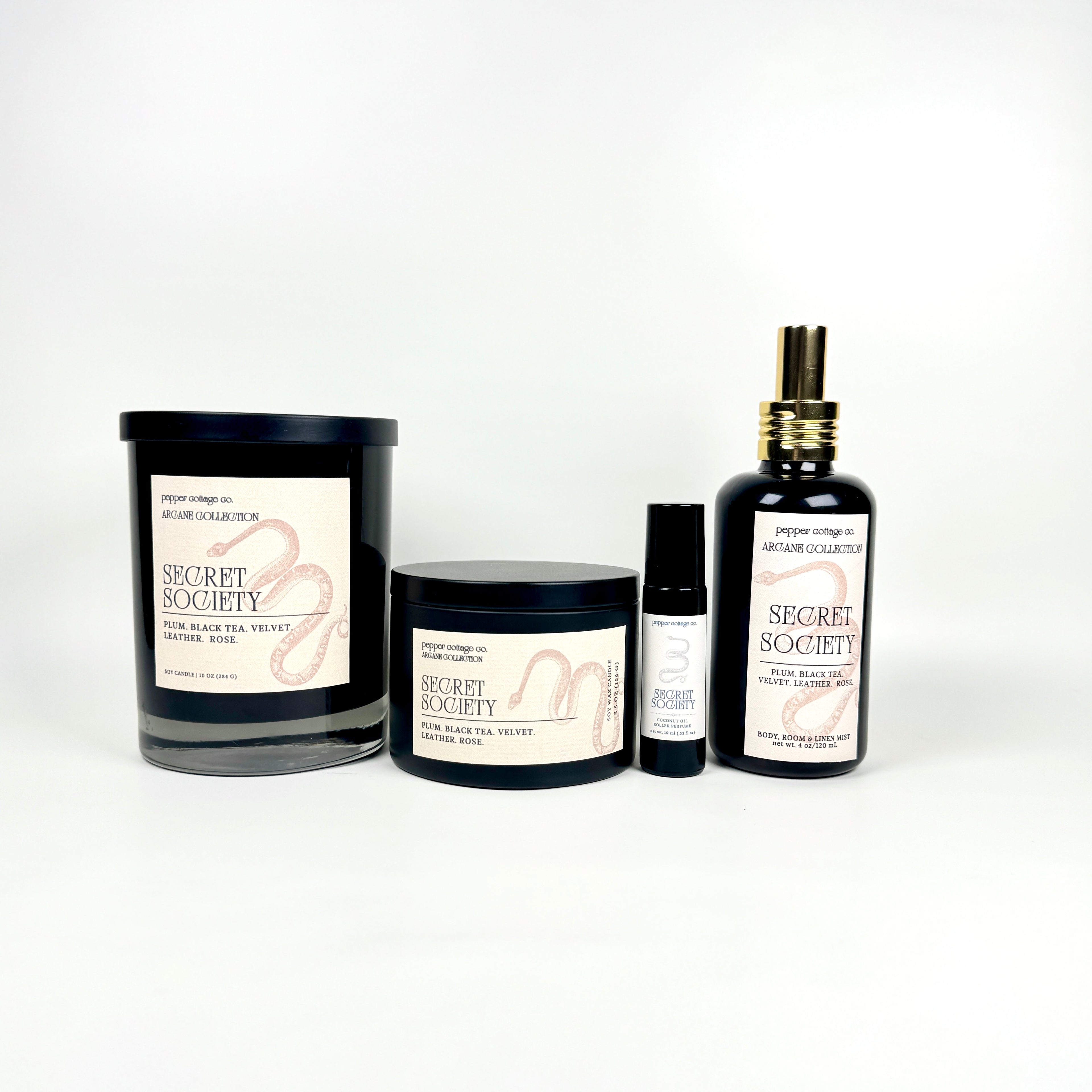 Secret Society 10 oz Candle | Plum, Black Tea, Velvet, Leather, Rose | Dark Academia Soy Candle