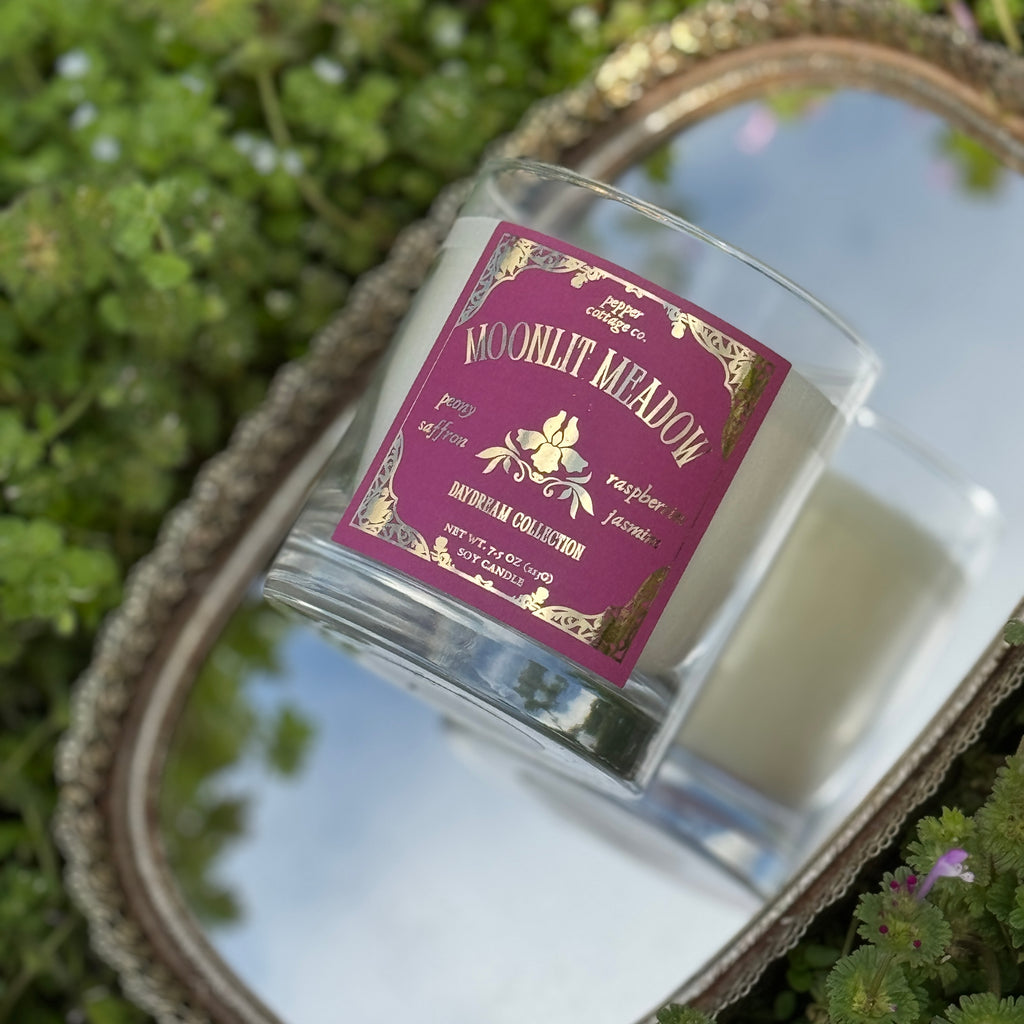 Moonlit Meadow 7.5 oz Soy Spring Candle | Peony, Saffron, Saffron, Jasmine | Daydream Collection Spring Floral Candle