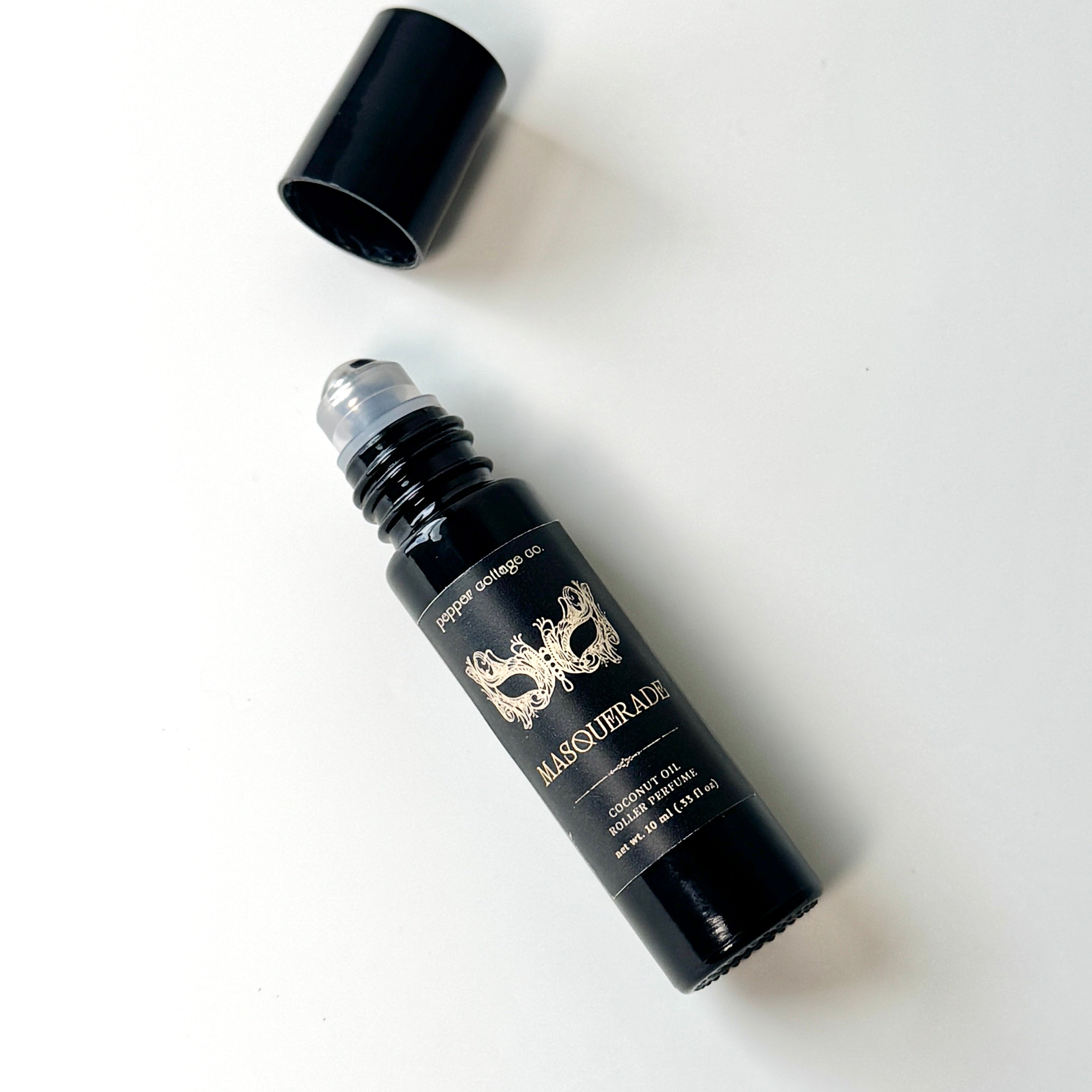 Masquerade 10 ml Roller Perfume | Spiced Mandarin, Cacao, Pomelo, Vanilla, Jasmine | Feminine Dark Academia Coconut Oil Non-toxic Roller Perfume