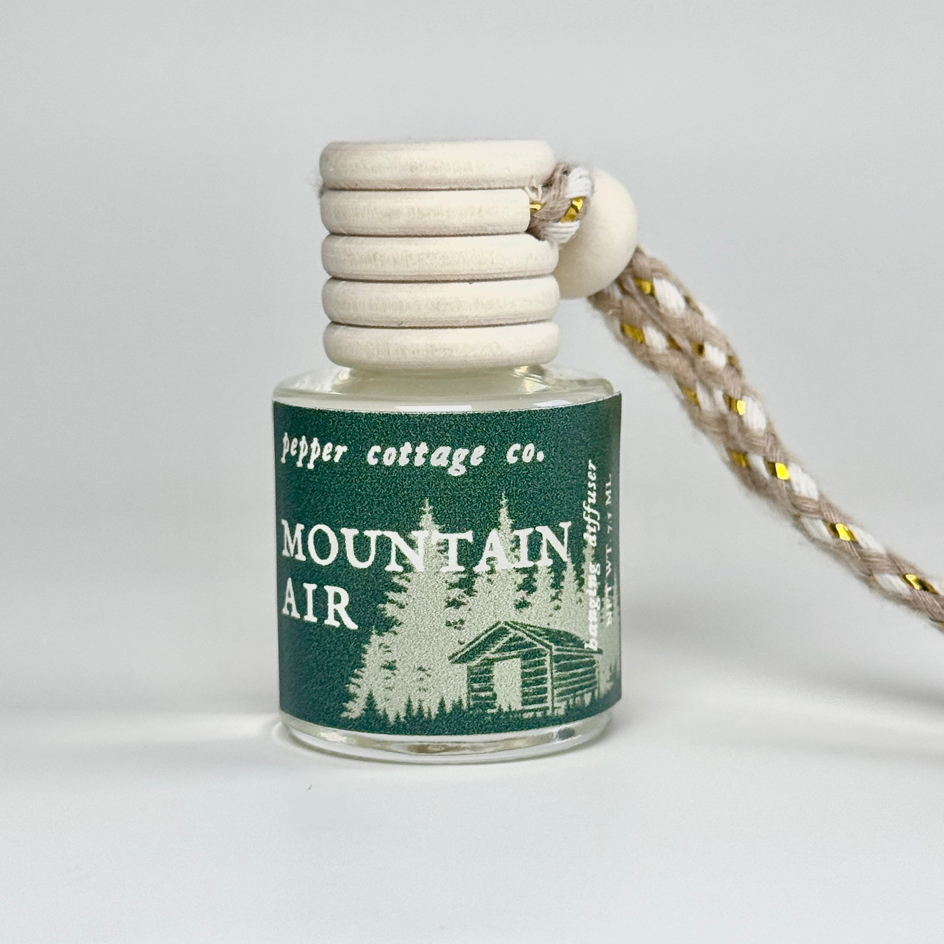 7.5 ml Mountain Air Hanging Diffuser | Pine, Patchouli, Balsam, Cedar, Lime | Woodsy Pine Scent Car Diffuser