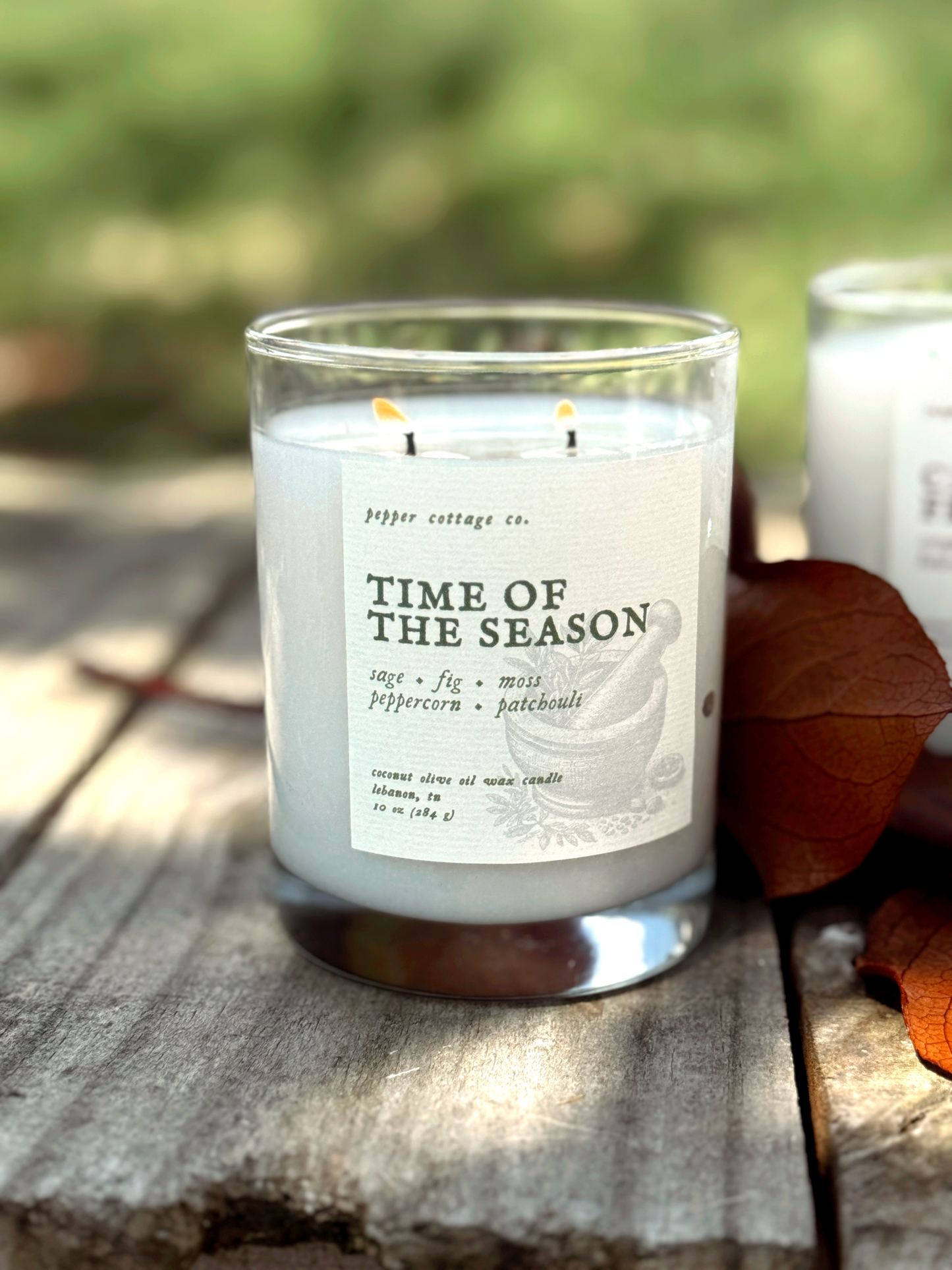 Time of the Season - Fig, Sage, Peppercorn, Moss, Brown Sugar, Patchouli | 10 oz Coconut Olive Oil Blend Fall Candle