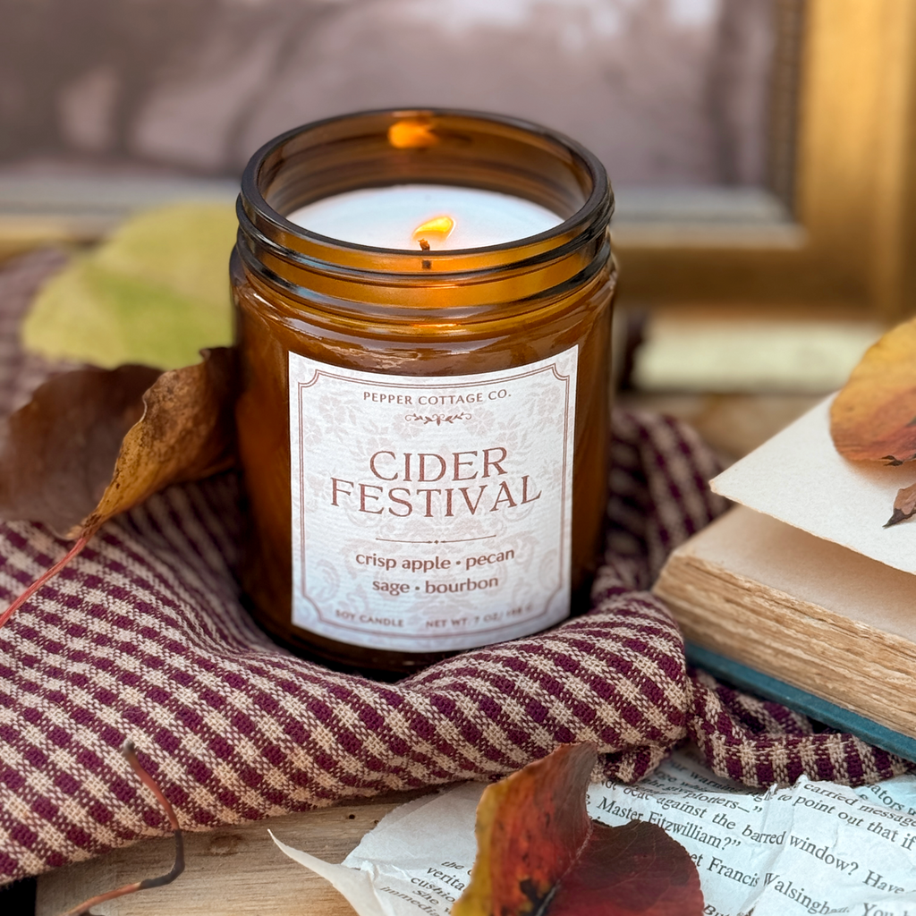 Cider Festival - Apple, Pecan, Bourbon, Sage 7 oz Soy Fall Candle