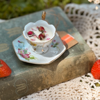 Botanical Vintage Tea Cup Candles (WICKLESS) | Jasmine & Honey or Yuzu Blossom Scented | Mother’s Day Tea Cup Candles